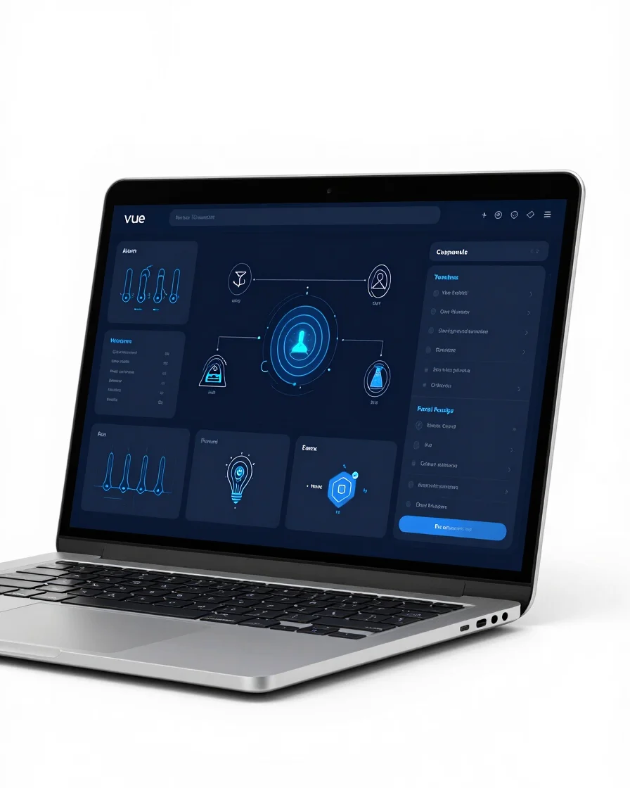 Vue rapprochée d'une interface SaaS stylisée sur un écran d'ordin